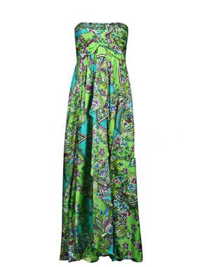 Decode 1.8 Strapless Draped Front Ruched Silk Chiffon Dress